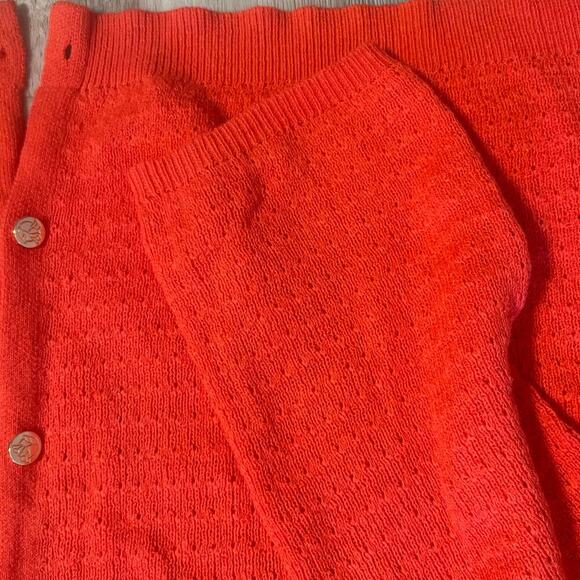 DRAPER JAMES Coral Gold Buttons Stitch Cardigan 1X *missing last button* - Picture 8 of 14